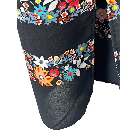 Loft Black Floral Boho Peasant Dress Size Small - Picture 11 of 12